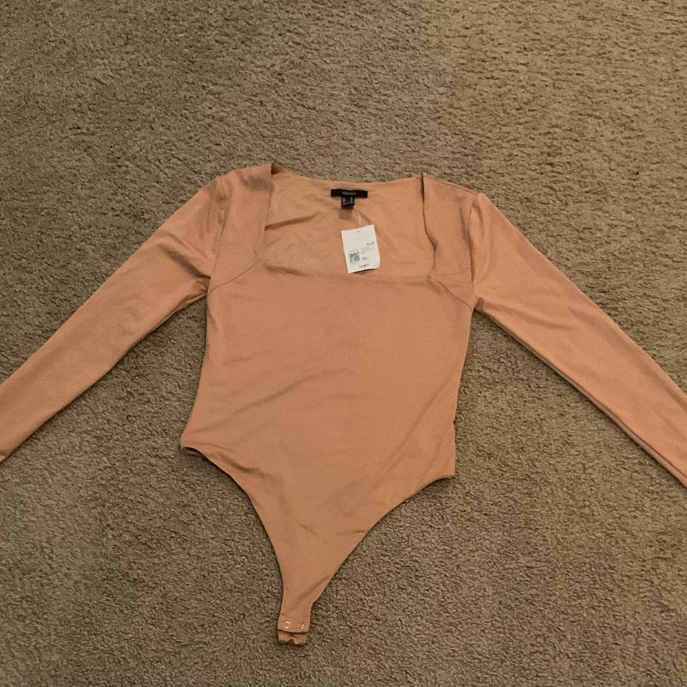 Forever 21 Camel Long Sleeve Bodysuit